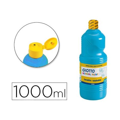Témpera Escolar 1000 ml Botella Cian