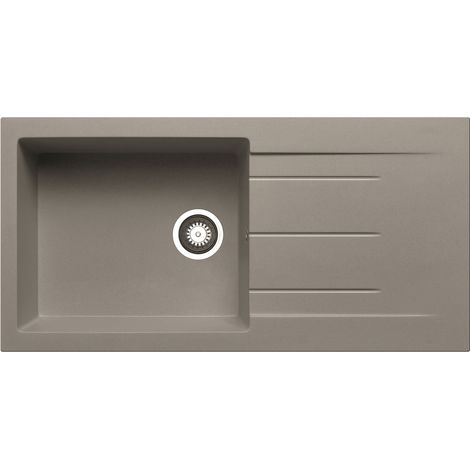 Prima+ Granite 1.0 Bowl Inset Kitchen Sink with Waste 1000mm L x 500mm W - Light Grey (1/2)