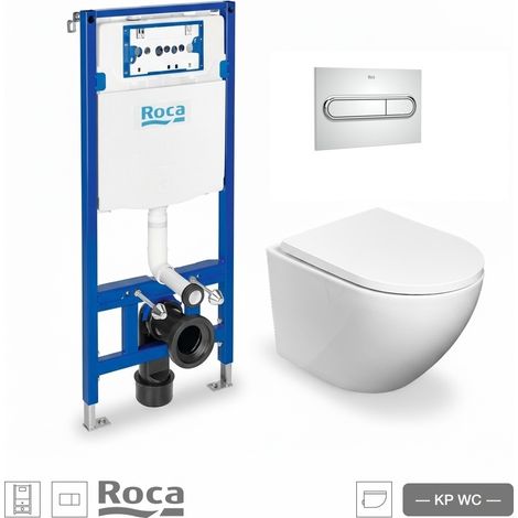 Pack WC Bastidor ROCA Duplo One con Cisterna Empotrada, Pulsador PL1 Cromo Brillo y WC Suspendido Round Smart 52 cm blanco Soft-Close de Koller Pool (1/5)