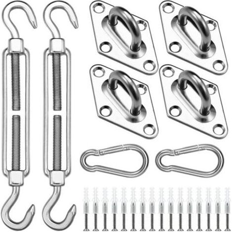 Kit de Fixation pour Voile d'ombrage, 304 Kit de matériel de Pare, pour Carré Voile d'ombrage,Toile d'ombrage Triangulaire