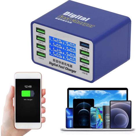 AC100-240V iCharge 8A Multiport Smart USB-Ladegerät mit Digitalanzeige, kompatibel mit QC3.0 PD 50W Schnellladung (europäischer Standard). (1/5)