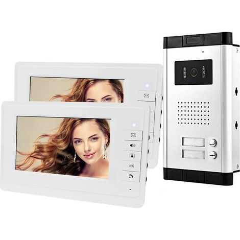 7 '' LCD Color Cable Video portero puerta sistema 700TVL Night Vision Camera Timbre 2 apartamentos/Home (1/5)