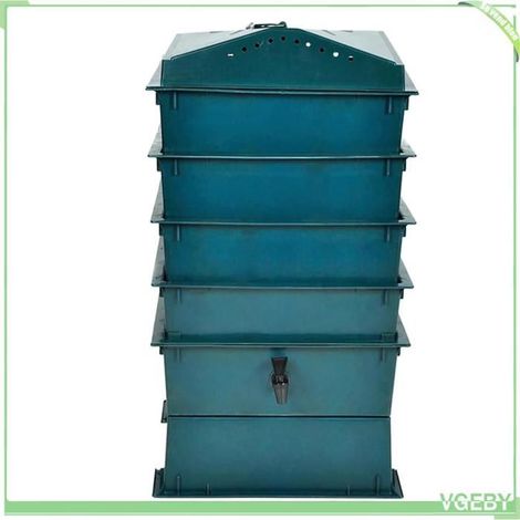 Lombricomposteur - FAFEICY - 40585 - 4 plateaux - Robinet récolte engrais liquide - 42x42x60 cm (1/3)
