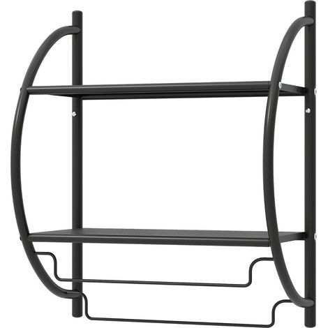 Etagère murale salle de bain 45 x 25,5 x 55 cm facilite l’organisation de l’espace design moderne en fer chromé noir
