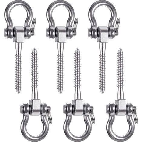 Lot de 6 Crochets Robustes pour balançoire à 180°, Support à vis en Acier Inoxydable, capacité de 816,5 kg, pour Aire de Jeux, Yoga, hamac, Corde, Sac de Sable, Sac de Frappe, Porche (1/5)