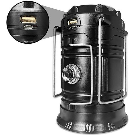 Lampe de secours en cas de panne de courant - Conception polyvalente 3 en 1 - Préparation aux situations d'urgence, notamment les ouragans - Noir (1/5)