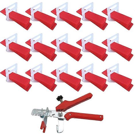 Système de nivellement de carrelage 401 pièces (2 mm) : 300 clips, 100 cales, 1 pince, outils de carrelage en plastique, espaceur. (1/4)