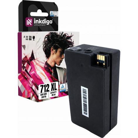 Inkdigo 712 XL Tinte kompatibel mit HP DesignJet Studio 24 Zoll T210, T230 und T250, TÜV-zertifiziert (1/5)