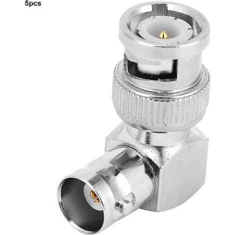 Adaptateur de câble coaxial à 5 connecteurs BNC mâle-femelle en laiton à 90 degrés en forme de L pour 5 câbles coaxiaux (1/4)