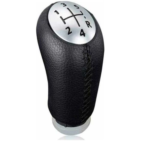Pommeau de levier de vitesse manuel en cuir noir pour Renault Clio III, Megane 2 et Laguna, avec adaptateur inclus.-