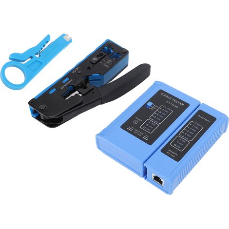 Kit pince sertissage RJ45 avec testeur réseau, coupe et dénudage câble pour Cat5e Cat6 Cat6a, 23-26AWG, acier alliage, coffret 23 pièces (1/5)
