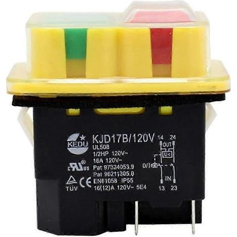 Interrupteur à bouton-poussoir étanche compatible avec les outils électriques 120 V 16 A 4 broches (1/5)