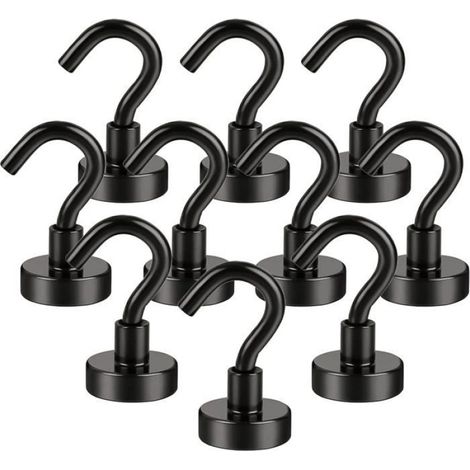 Crochet Magnetique - 16 mm - Pour Surface Metallique - Charge Max 7 kg - Usage Interieur Extérieur - Lot de 10