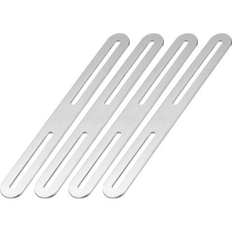 Placa de refuerzo plana ajustable con tornillos para reparar fijaciones de muebles, color plata, 210 mm, 4 unidades. (1/5)