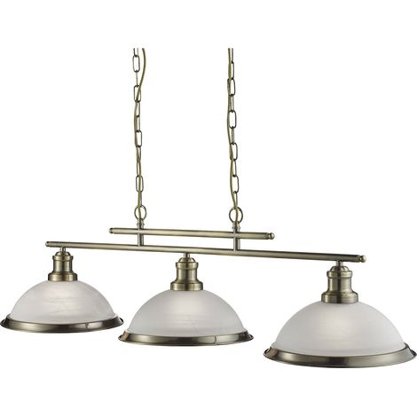Lampadario Contemporaneo Bistro Acciaio Ottone Vetro 3 Luci E27 (1/5)