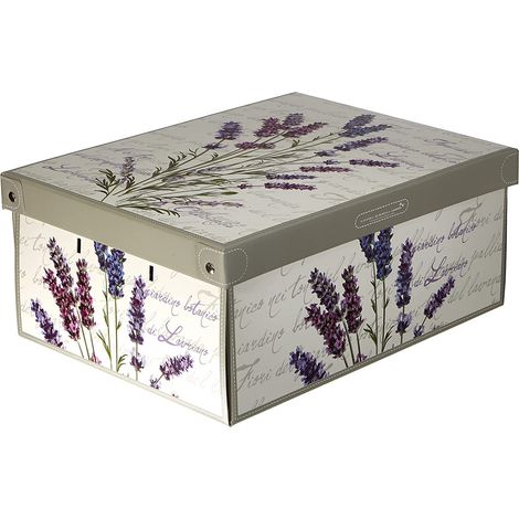 Boite de Rangement avec Couvercle, Organizer en Carton, Rangement Vetement, Meuble de Rangement Chambre, Bureau, Organisateur Tiroir, Cadeau, 25x35x17,5 cm Small Lavande, Petite (1/4)