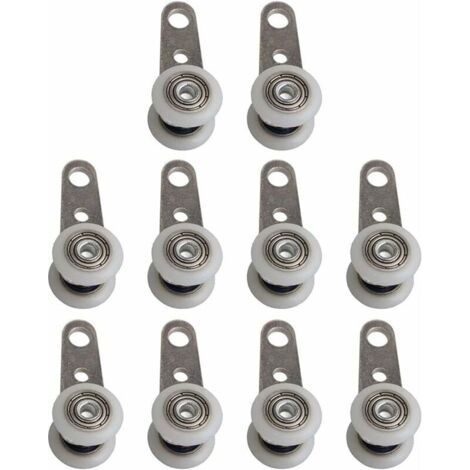 Lot de 10 roulettes pour baies vitrées et portes coulissantes – Métal et plastique – Roulements intégrés pour mouvement fluide – 4 x 1,9 cm
