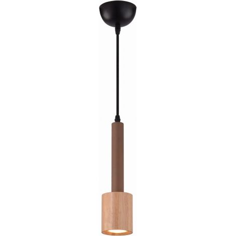 Suspension Candellux Tantal bois métal noire GU10 Ø7cm