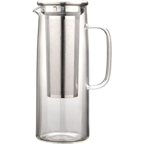 Pichet à eau en verre 1200ML – Filtre en acier inoxydable 304 – Infusion froide – Résistant aux températures de -50 à 150°C (1/4)