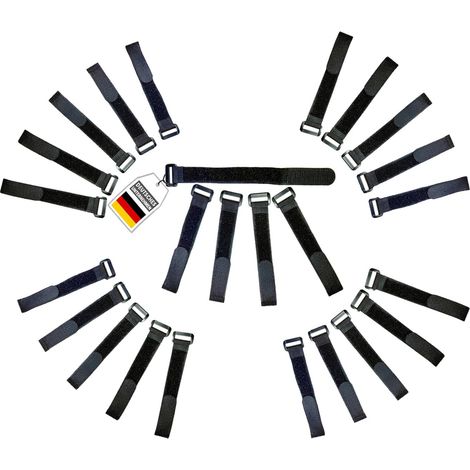 Colliers serre-câbles avec boucle - Réutilisables - Noirs - 20 mm de largeur - Nylon - Sacs refermables 25er Pack-300mm (1/5)