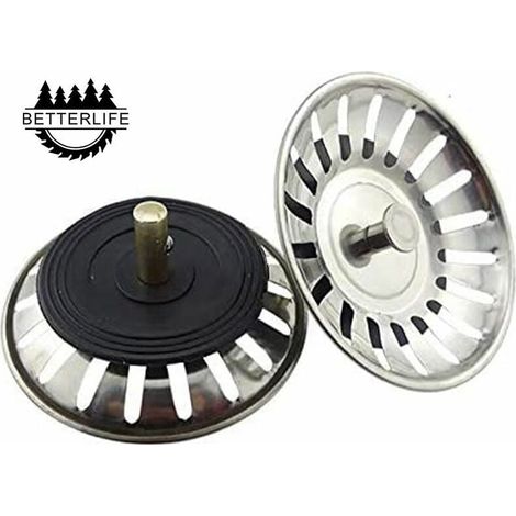 Colador de cesta universal, 8 cm, acero inoxidable, filtro para fregadero de cocina, tapón de fregadero de doble capa, filtro, escurridor de fregadero para cocina y baño (1/5)