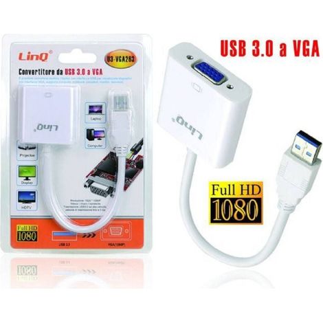Vtizikl Convertitore Adattatore Video Da Usb 3.0 Maschio A Vga Femmina 1080p U3-vga263 -