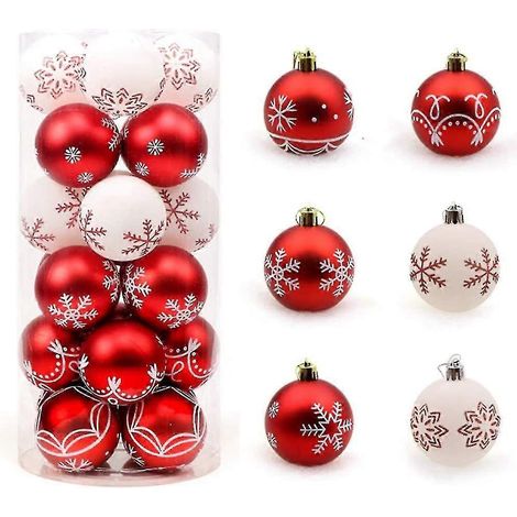 24 Stück 6 cm große, bruchsichere Kunststoff-Weihnachtskugeln, Christbaumschmuck, Hängeanhänger, Weihnachtsdekoration für Feste und Feiern (1/4)