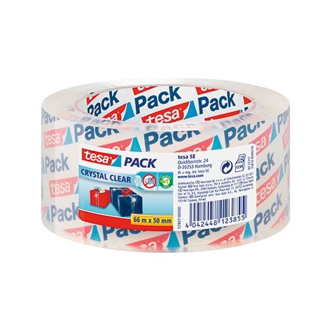 TESA CRYSTAL Selbstklebendes Verpackungsband, transparent, 66 m x 50 mm (1/4)