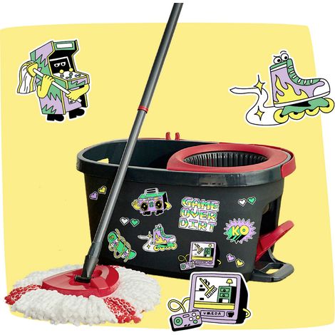 Vileda 183685 Vileda TURBO MY STYLE Box - Level Up Your Space Wischmopp-Komplettset Anthrazit, Rot 1 (1/4)