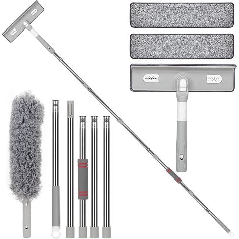 Tergipavimento Professionale per Finestre 2 in 1, Tergipavimento per Doccia accoppiabile da 210 cm con 2 Asciugamani in Microfibra, Lavavetri Rotante a 180°, Kit per la Pulizia delle Finestre con Spol (1/5)
