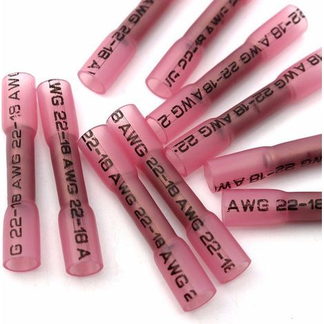 100 Pièces Connecteurs Manchons Thermorétractables Rouge, Kit de Raccord Électrique Étanche Anti-corrosion pour Câbles 0,5-1,5mm² (1/4)