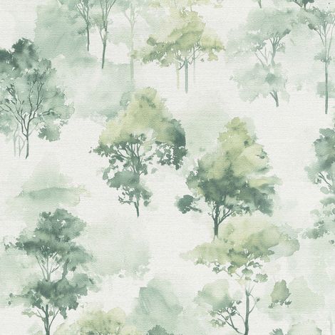 Vliestapete - Forest Dreams - Dunkelgrün Hellgrau Olive Blumen Floral Erismann - 1055707 (1/4)