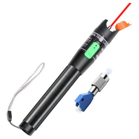 Localisateur Visuel de DéFauts, Testeur Câble à Fibre Optique 30 MW avec Adaptateur FC Mâle Vers LC , Compteur Source LumièRe Rouge Km (1/4)