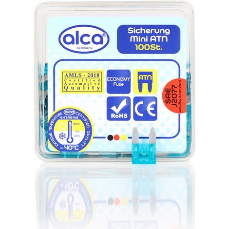 alca® Mini-Sicherungen 15A 100 St. Economy Box 32 V blau Mini Flachsicherung Stecksicherung für Fahrzeuge Auto Motorrad Wohnwagen Camper Moped
