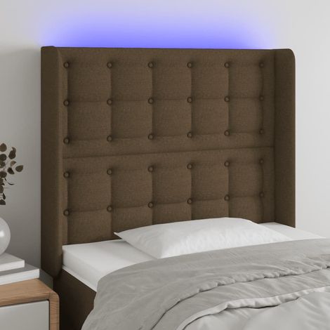 LED Kopfteil Dunkelbraun 83x16x118/128 cm Stoff (1/5)