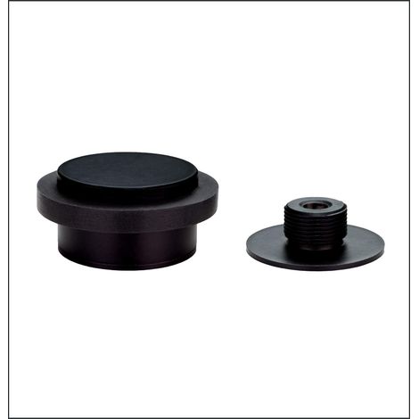EVI Herrajes Fermaporta Adesivo 45 x 20 mm Base filettata Gomma Nera Acciaio Inox Laccato Nero Compresi vite + tassello di fissaggio Mod. I-203/35X19-DUAL-NG (1/5)