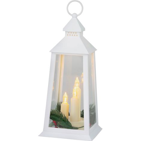 Laterne MagicHome Weihnachten, Kunststoff, weiß, 3xLED gelb, 14x14x35 cm, 3xAAA (1/5)