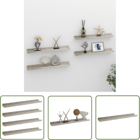 Étagères murales 4 pcs Gris béton 60x9x3 (1/5)