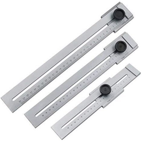 FENOPLASTICAJauge de marquage en acier inoxydable de 0 à 200 mm, outils de mesure pour le travail du bois, calibre de marquage du métal, gris clair (1 pièce) (1/5)