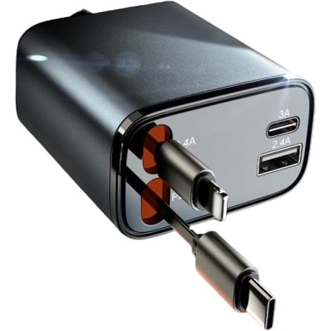 Adaptateur chargeur allume-cigare 4 en 1 pour voiture, un cadeau convenant aux hommes et aux femmes, un accessoire de voiture et un gadget de voyage. (1/5)