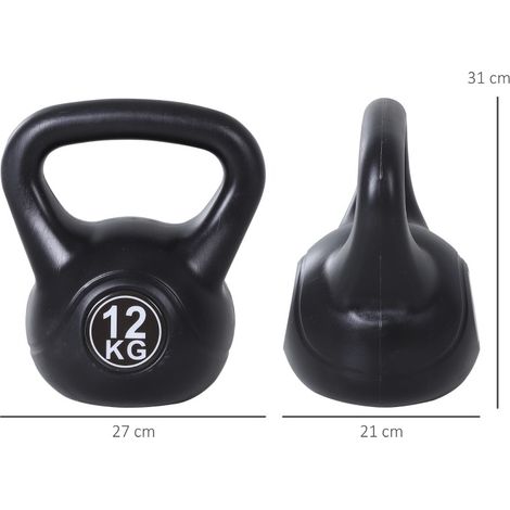 12-kg-Kettlebell mit Sandfüllung aus schwarzem Kunststoff MODENUIT (1/3)