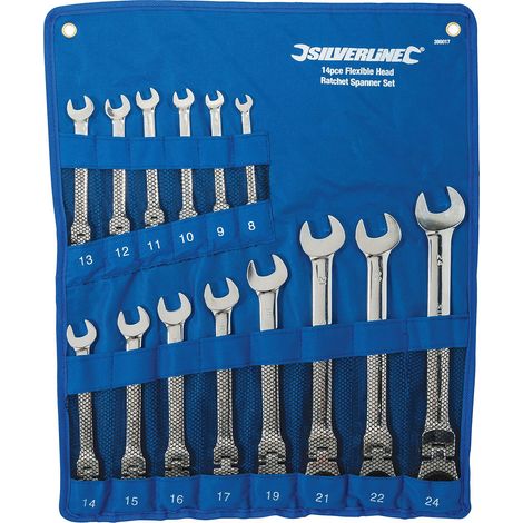 Silverline Chiave a cricchetto flessibile 14 pz 8 - 24 mm (1/4)