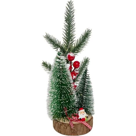 Décoration Sapin Lumineux LED "Père Noël" 25cm Vert