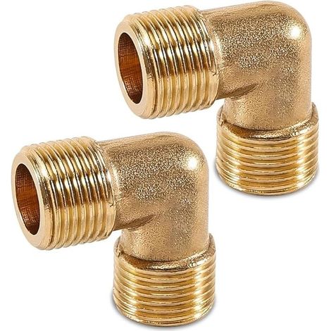 2 pièces coude en laiton 90 degrés, 3/8« AG sur 3/8 » AG coude en laiton 90°, angulaire DN10 (1/5)