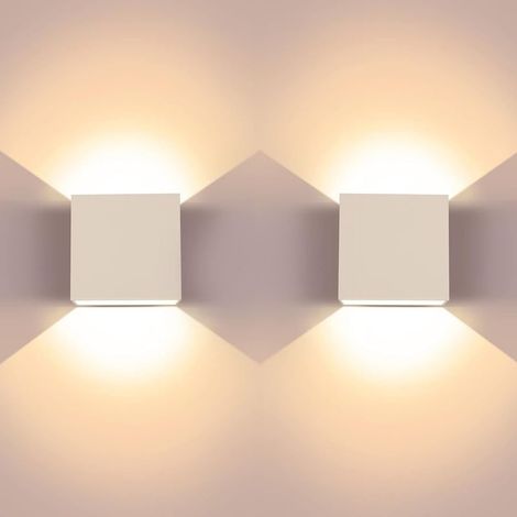 2 Pack Appliques Murales à LED 6W,Applique Murale Carrée Supérieure et Inférieure en Aluminium Moderne Blanc Chaud 3000k,Convient pour le Salon,la Chambre,le Couloir,la salle à Manger (1/5)