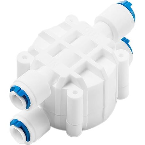 Valve d'arrêt automatique à quatre voies avec raccords rapides - Vanne d'arrêt automatique à 4 voies pour tuyau OD 1/4" OD - Système de filtration d'eau potable (1/5)