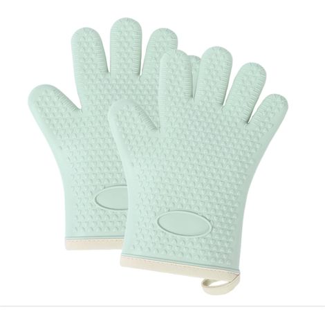 Lot de 2 gants de cuisine - Gants de cuisine résistants à la chaleur et gants de cuisson antidérapants en silicone - Gants de cuisine pour cuisine (1/5)