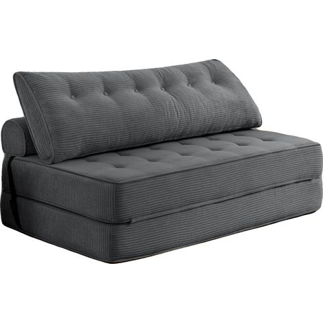 Sofá cama convertible, diseño moderno, cómodo soporte lumbar, color gris. (1/2)