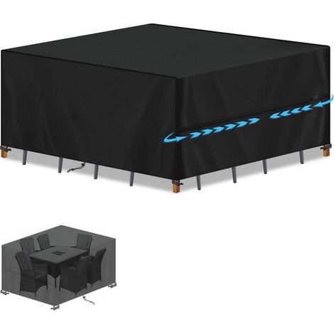Gartenmöbel Abdeckung 160x130x90cm Wasserdicht UV-Beständig 420D Oxford für Tisch & Stühle (1/5)