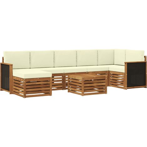 Outdoor Sofa Set with Cushion 7 pcs Natural and Cream vidaXL (1/5)
